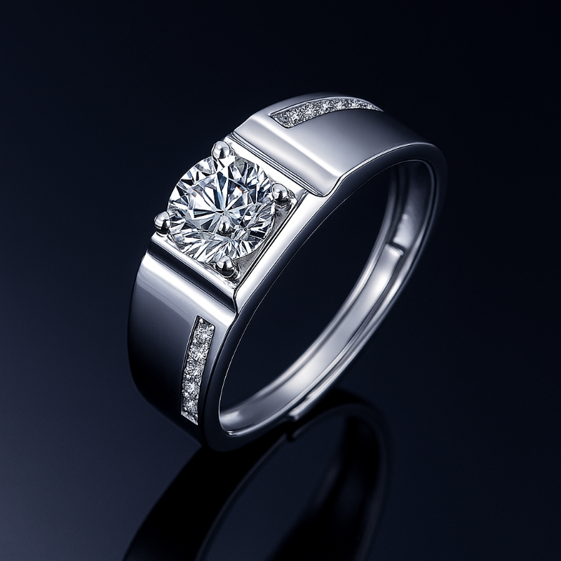 Men gents ring 3ct S925 Sterling Silver Moissanite Minimalist Men's Ring