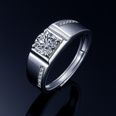 Men gents ring 3ct S925 Sterling Silver Moissanite Minimalist Men's Ring