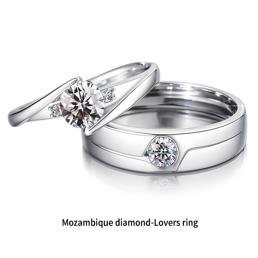 His & Hers Moissanite Rings - Eternal Vows Matching Set in Rhodium-Plated Sterling Silver