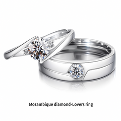 His & Hers Moissanite Rings - Eternal Vows Matching Set in Rhodium-Plated Sterling Silver