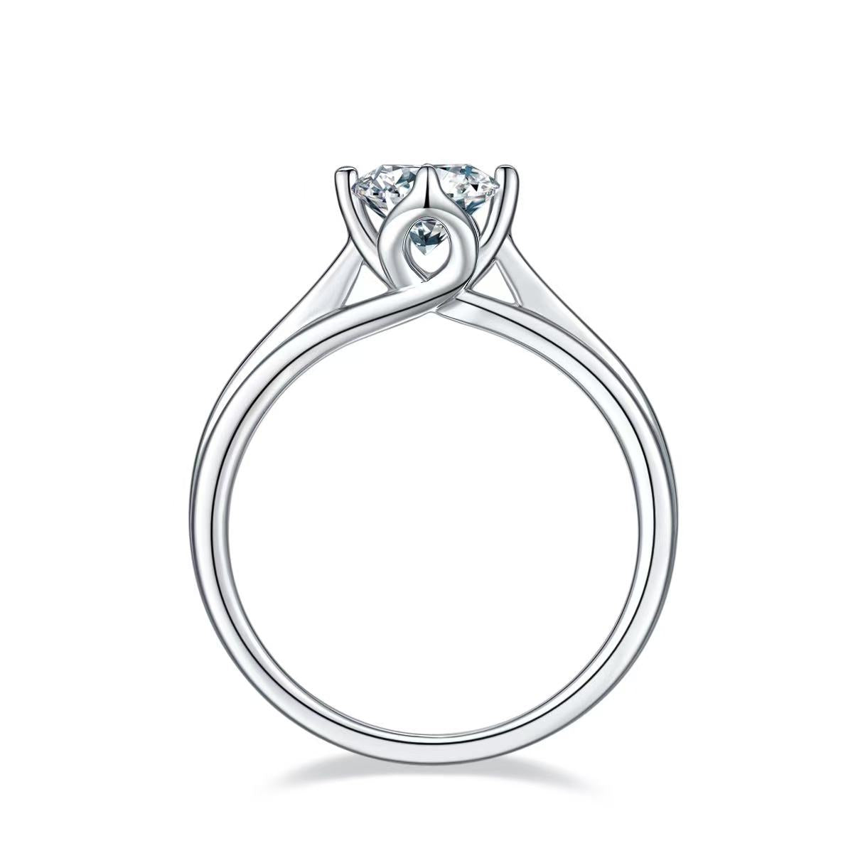 engagement rings for women| Lotus Collection: 1ct D Color Moissanite Ring - Rhodium Plated 925 Silver|moissanite vintage rings