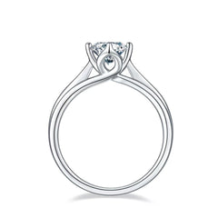 engagement rings for women| Lotus Collection: 1ct D Color Moissanite Ring - Rhodium Plated 925 Silver|moissanite vintage rings