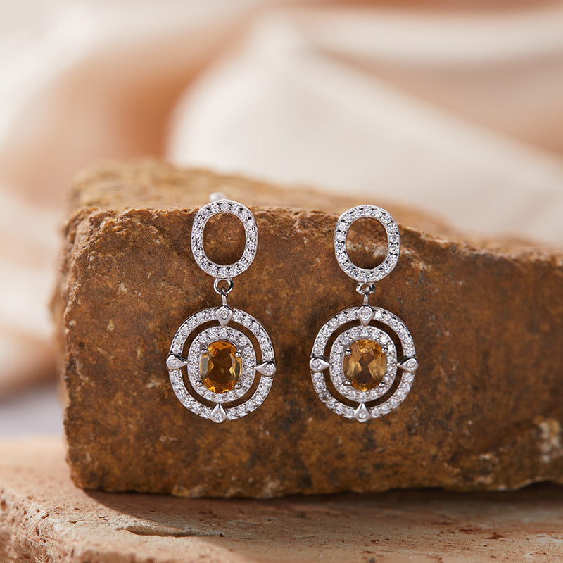 Luxury S925 Sterling Silver 18K Gold-Plated Natural Gemstone Earrings – Exclusive Minimalist Jewelry