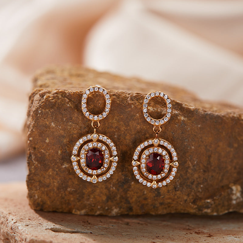 Luxury S925 Sterling Silver 18K Gold-Plated Natural Gemstone Earrings – Exclusive Minimalist Jewelry