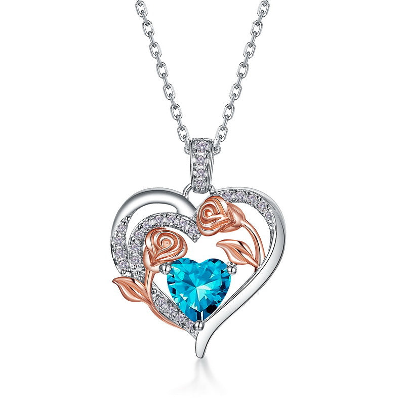 Personalized Birthstone Heart Pendant – Rose-Cut Lab-Grown Gem in 925 Silver, Ideal Gift for Her