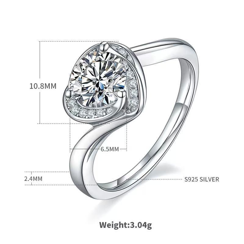 1ct D Color Moissanite Floral Ring - Rhodium-Plated Sterling Silver for Her | vintage inspired moissanite engagement rings