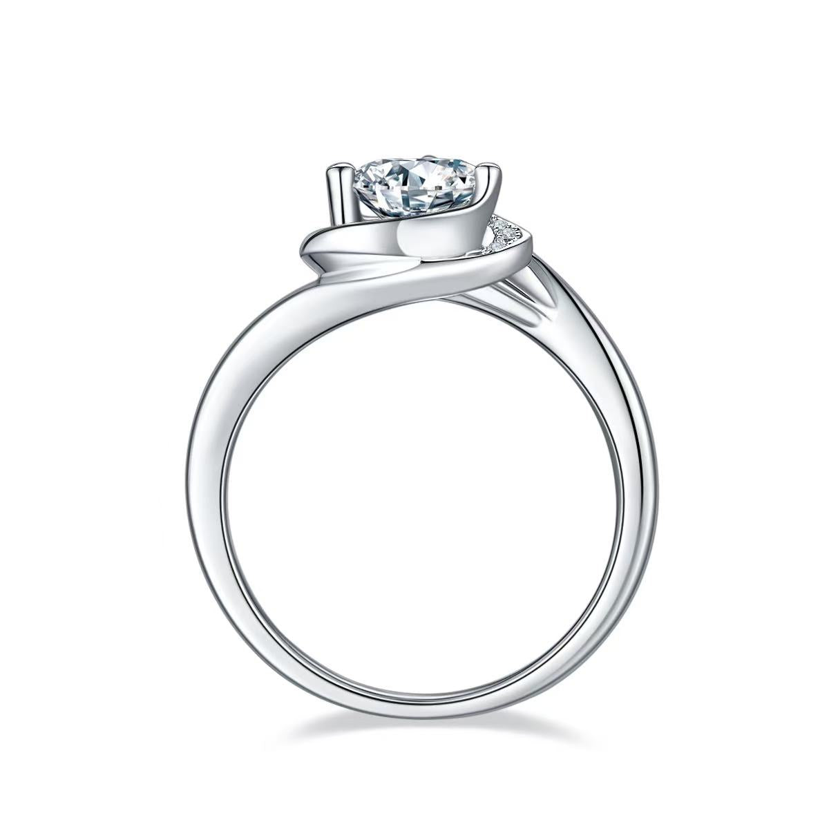 1ct D Color Moissanite Floral Ring - Rhodium-Plated Sterling Silver for Her | vintage inspired moissanite engagement rings