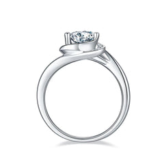 1ct D Color Moissanite Floral Ring - Rhodium-Plated Sterling Silver for Her | vintage inspired moissanite engagement rings