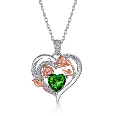 Personalized Birthstone Heart Pendant – Rose-Cut Lab-Grown Gem in 925 Silver, Ideal Gift for Her