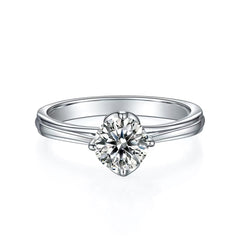 engagement rings for women| Lotus Collection: 1ct D Color Moissanite Ring - Rhodium Plated 925 Silver|moissanite vintage rings